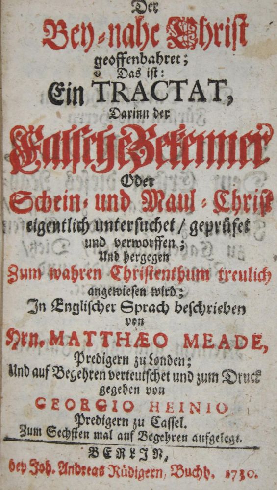 Große Abbildung Nr.1: 135-444 Meade,M.: (Alte Drucke, Handschriften und Theologie)