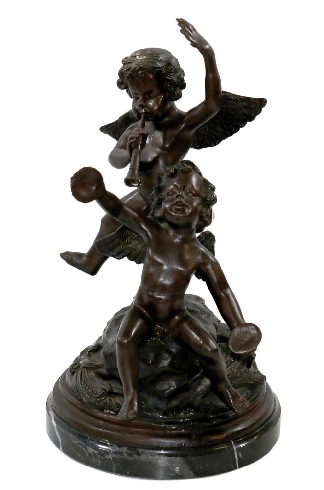 Große Abbildung Nr.1: 135-4446 Zwei musizierende Putti.: (Künstlergraphik, Skulpturen - Plastiken)