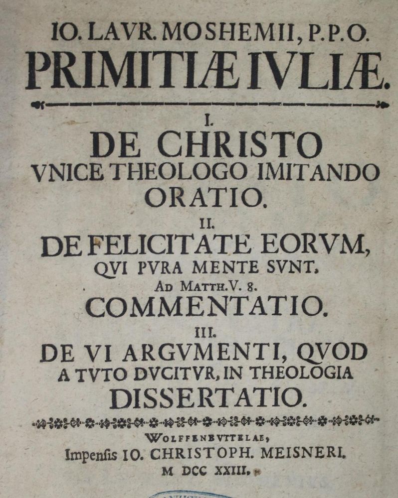 Große Abbildung Nr.1: 135-464 Mosheim,J.L.v.: (Alte Drucke, Handschriften und Theologie)