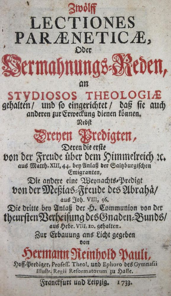 Große Abbildung Nr.1: 135-495 Pauli,H.R.: (Alte Drucke, Handschriften und Theologie)