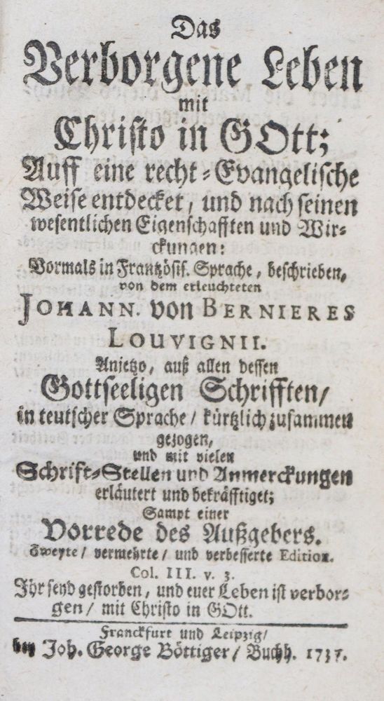 Große Abbildung Nr.1: 135-50 Bernieres-Louvigny,J.de.: (Alte Drucke, Handschriften und Theologie)