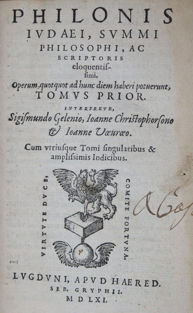 Große Abbildung Nr.1: 135-507 Philon von Alexandrien.: (Alte Drucke, Handschriften und Theologie)