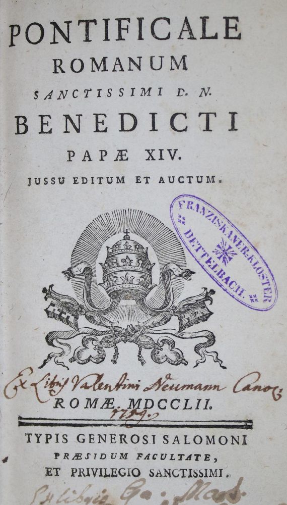 Große Abbildung Nr.1: 135-514 Pontificale Romanum: (Alte Drucke, Handschriften und Theologie)