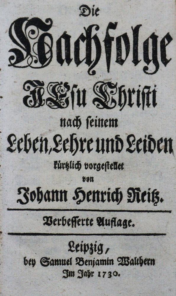 Große Abbildung Nr.2: 135-536 Reitz,J.H.: (Alte Drucke, Handschriften und Theologie)