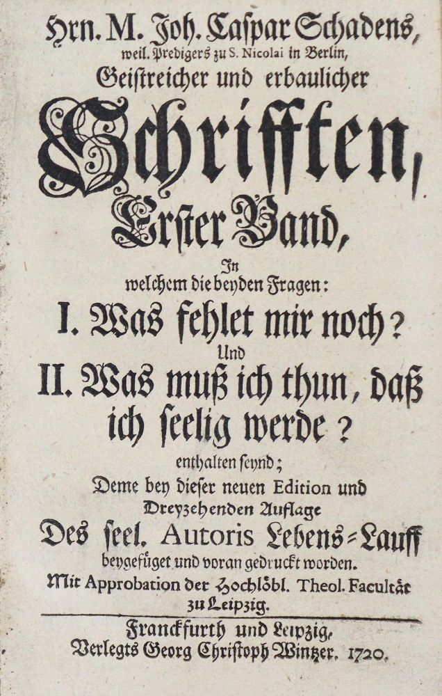 Große Abbildung Nr.2: 135-559 Schade,J.C.: (Alte Drucke, Handschriften und Theologie)