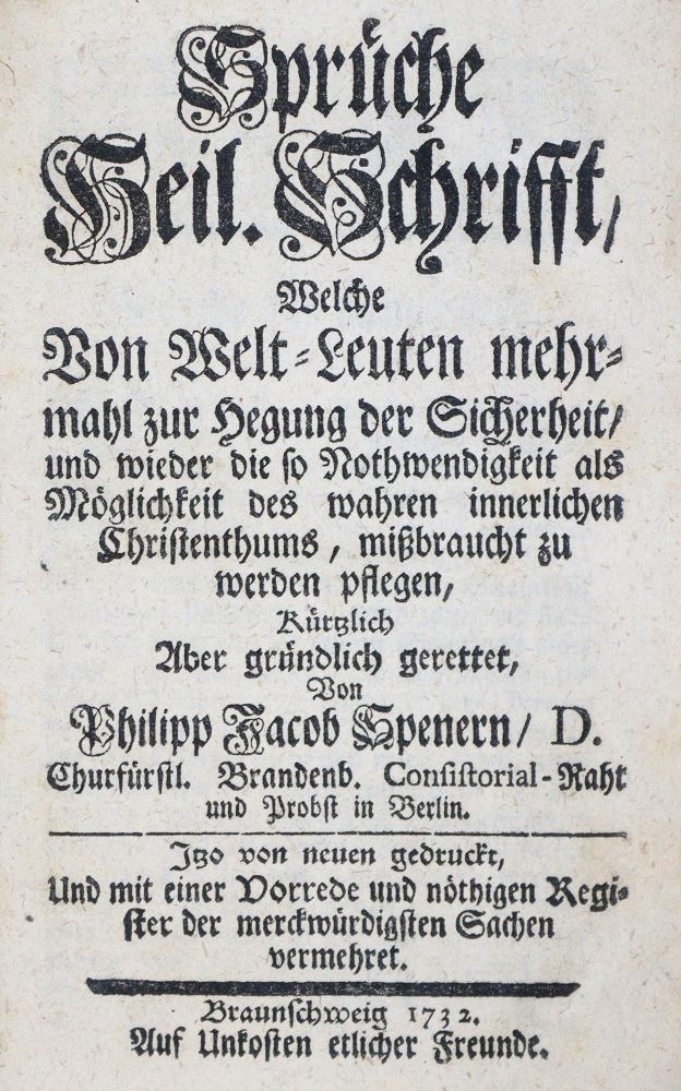 Große Abbildung Nr.1: 135-589 Spener,P.J.: (Alte Drucke, Handschriften und Theologie)