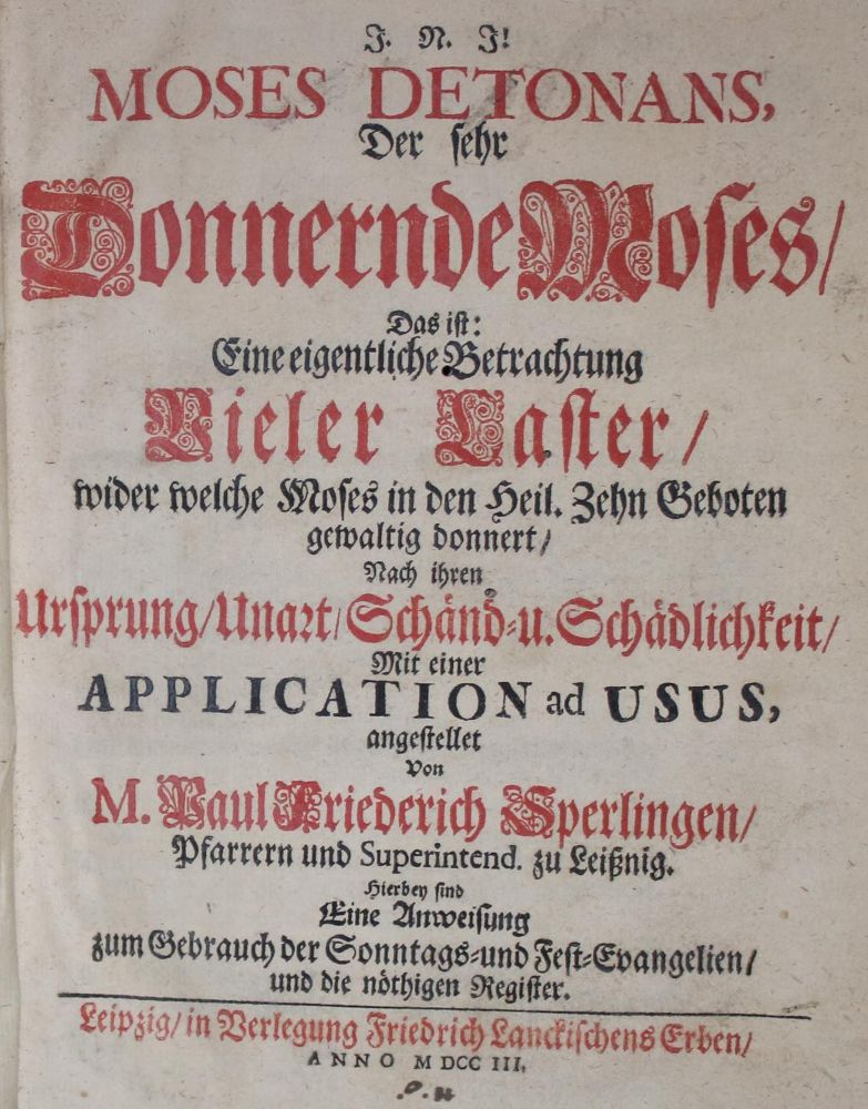 Große Abbildung Nr.1: 135-590 Sperling,P.F.: (Alte Drucke, Handschriften und Theologie)