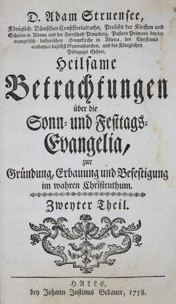 Große Abbildung Nr.1: 135-601 Struensee,A.: (Alte Drucke, Handschriften und Theologie)