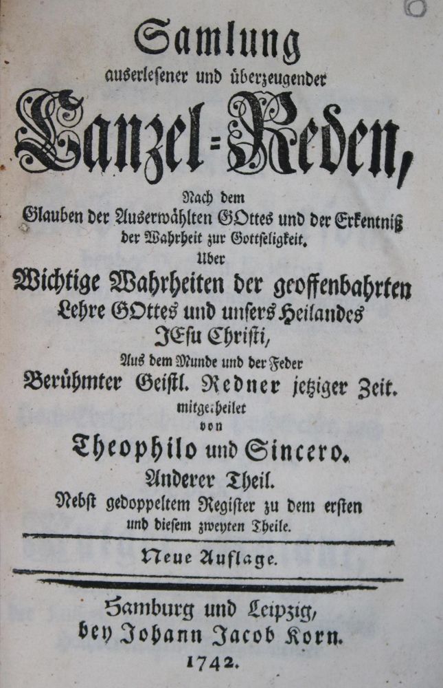 Große Abbildung Nr.1: 135-613 Theophilus u. Sincerus (d.i. P.Kohl).: (Alte Drucke, Handschriften und Theologie)