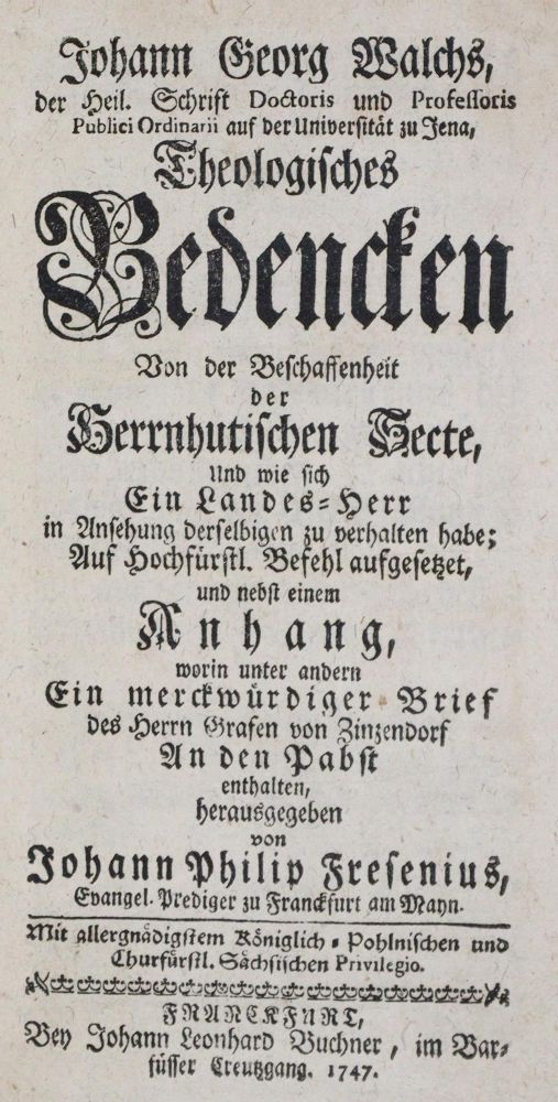 Große Abbildung Nr.1: 135-640 Walch,J.G.: (Alte Drucke, Handschriften und Theologie)