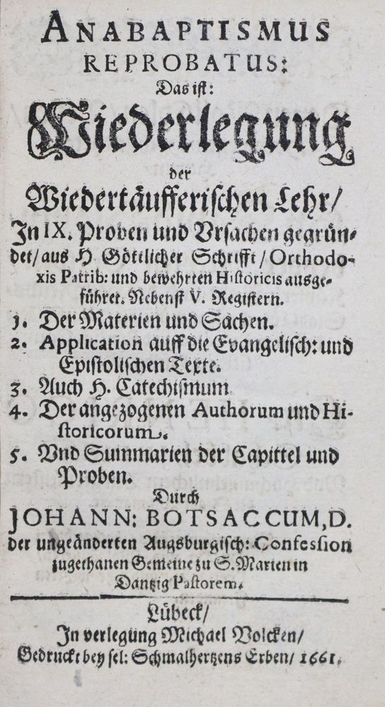 Große Abbildung Nr.1: 135-653 Botsack,J.: (Wiedertäufer)