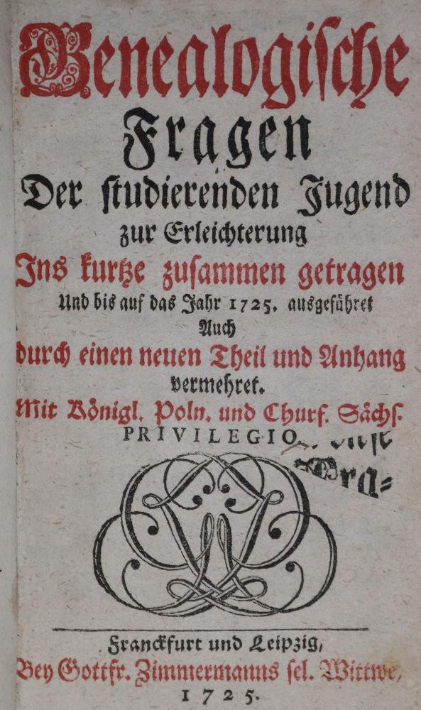 Große Abbildung Nr.1: 135-665 Genealogische Fragen: (Genealogie und Heraldik)