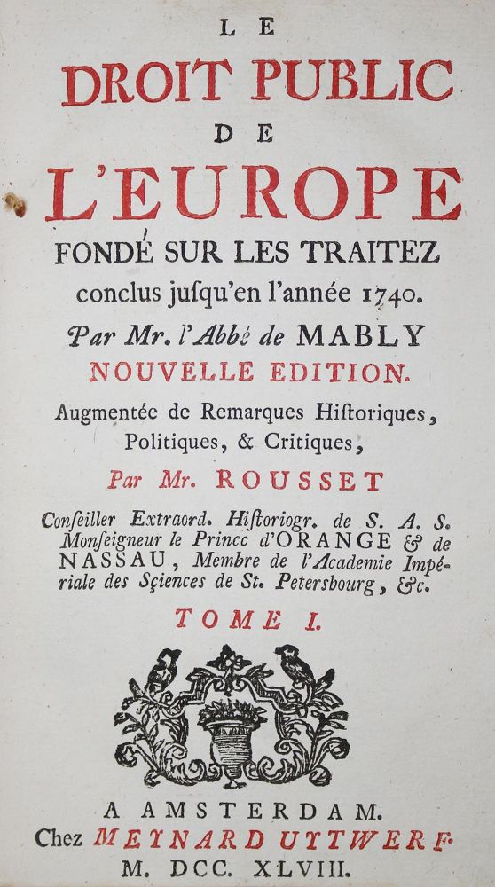 Große Abbildung Nr.1: 135-679 Mably,(G.B.)de.: (Politik und Staatswissenschaften)