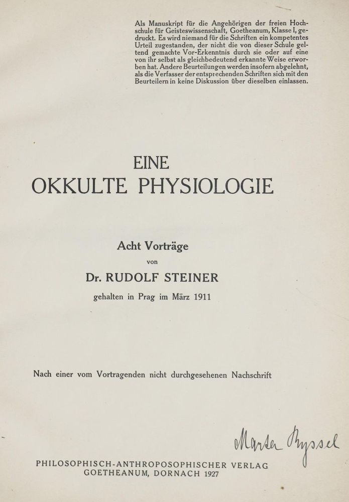 Große Abbildung Nr.1: 135-720 Steiner,R.: (Grenzwissenschaften und Okkultismus)
