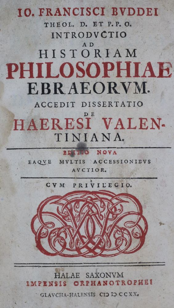 Große Abbildung Nr.1: 135-726 Buddeus,J.F.: (Judaica)