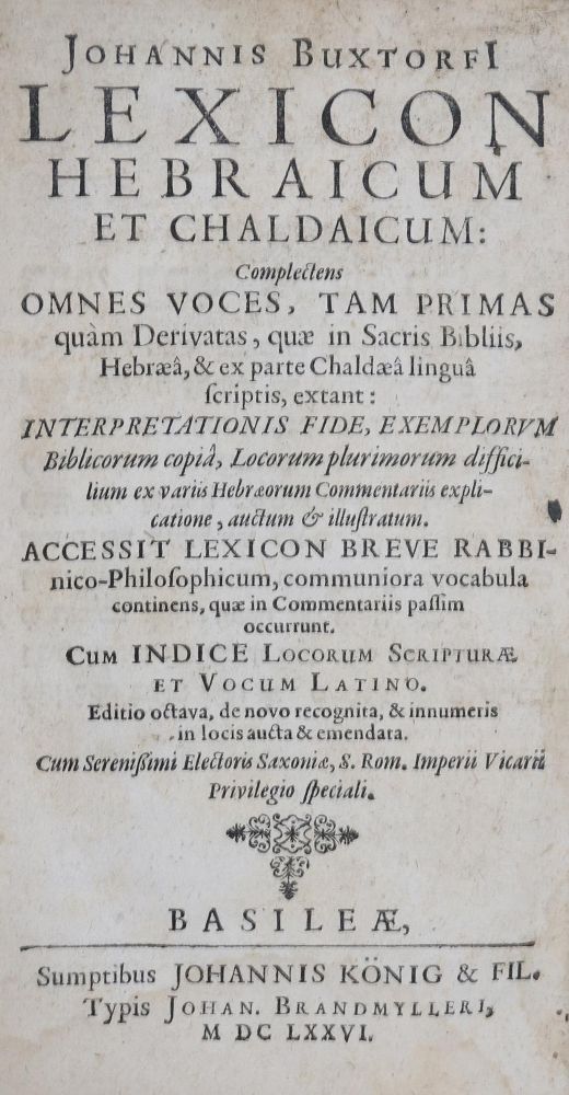 Große Abbildung Nr.1: 135-727 Buxtorf,J.: (Judaica)