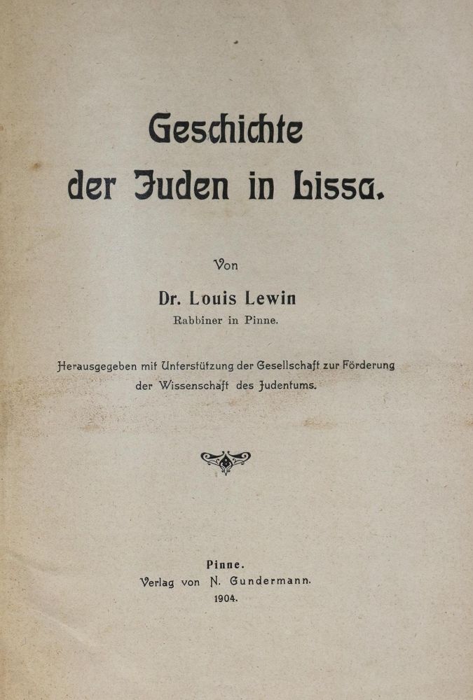 Große Abbildung Nr.1: 135-733 Lewin,L.: (Judaica)