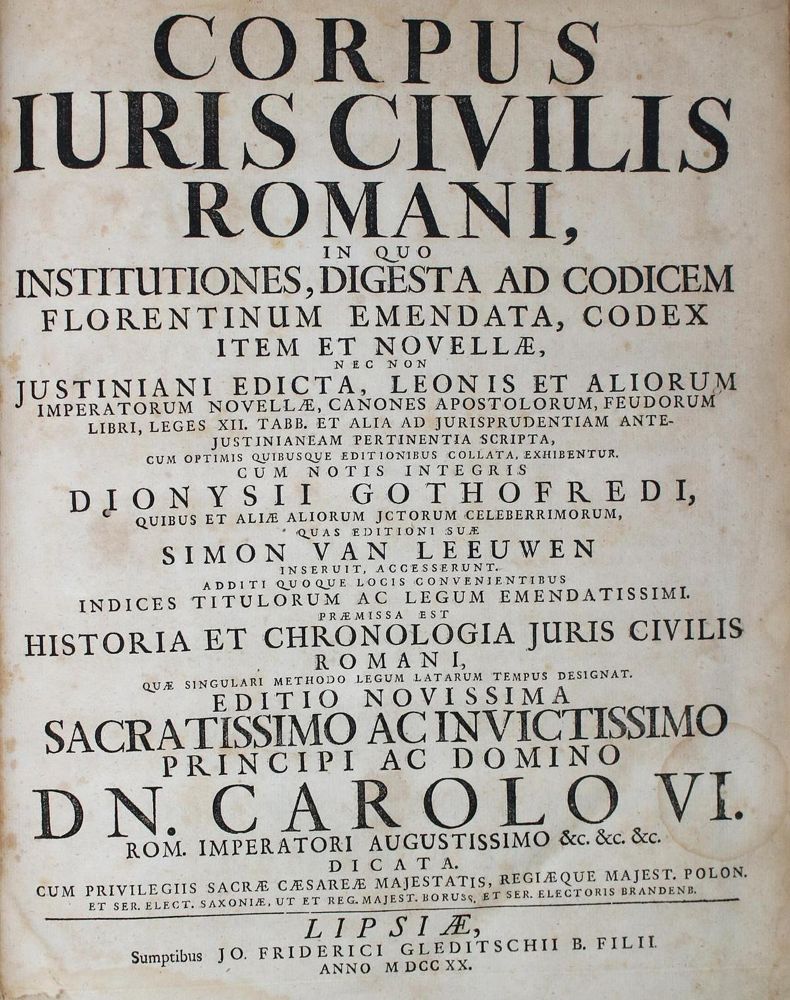 Große Abbildung Nr.1: 135-745 Corpus juris civilis Romani,: (Juridica und Kriminologie)