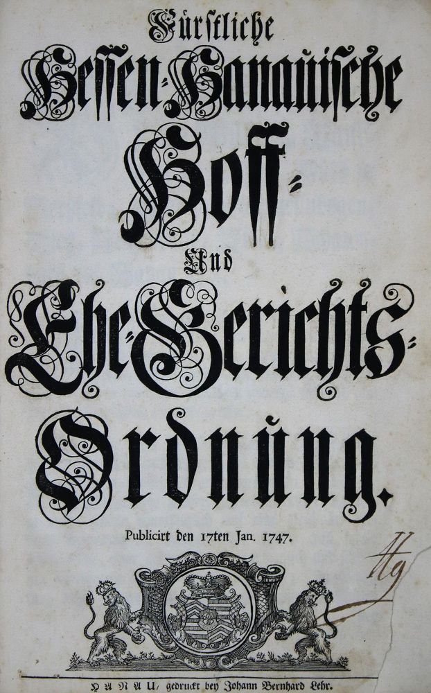 Große Abbildung Nr.1: 135-753 Fürstliche Hessen-Hanauische: (Juridica und Kriminologie, Hessen)