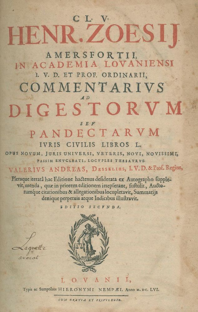Große Abbildung Nr.2: 135-756 Zoesius,H.: (Juridica und Kriminologie, Joly de Blaisy)