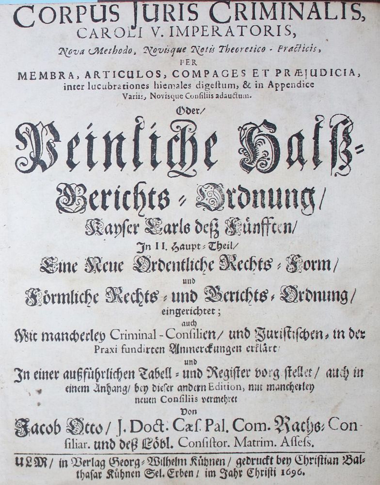 Große Abbildung Nr.1: 135-760 Karl V. u. J.Otto.: (Juridica und Kriminologie)