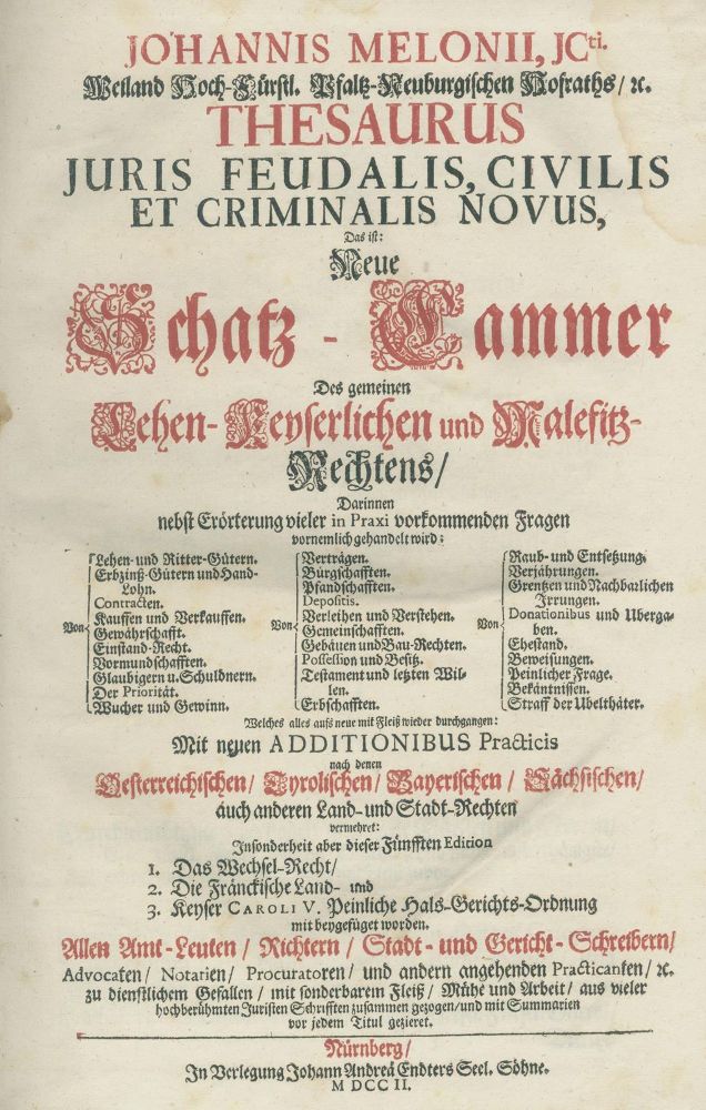 Große Abbildung Nr.1: 135-763 Melonius,J.: (Juridica und Kriminologie)
