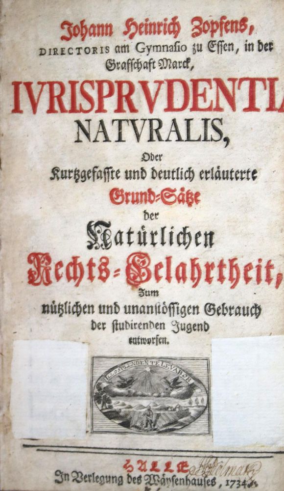 Große Abbildung Nr.1: 135-771 Zopf,J.H.: (Juridica und Kriminologie)