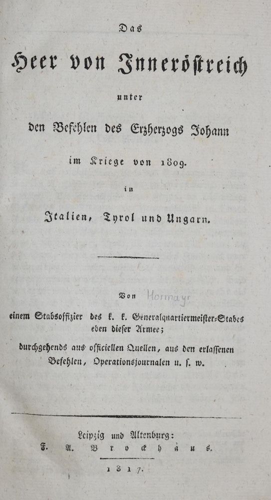 Große Abbildung Nr.1: 135-810 (Hormayr zu Hortenburg,J.v.).: (Militaria)