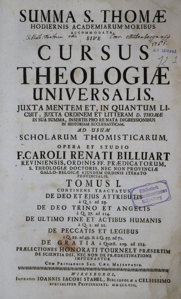 Große Abbildung Nr.1: 135-85 Billuart,Ch.R.: (Alte Drucke, Handschriften und Theologie)