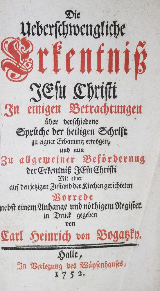 Große Abbildung Nr.1: 135-89 Bogatzky,C.H.v.: (Alte Drucke, Handschriften und Theologie)