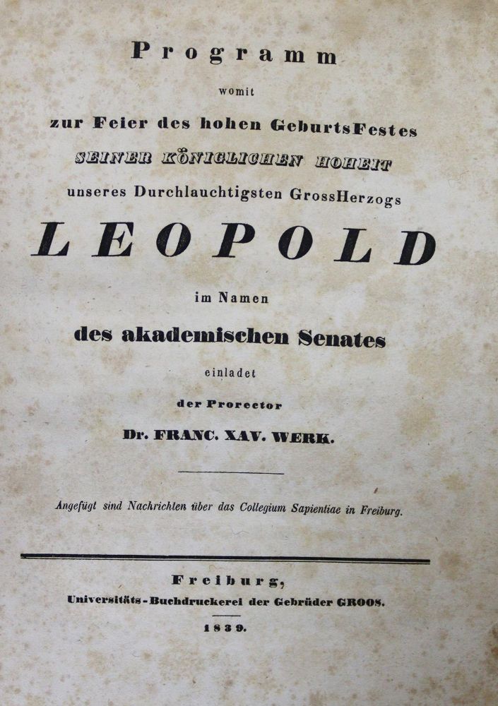 Große Abbildung Nr.1: 135-899 Werk,F.X.: (Studentika und Hochschulen, Freiburg)