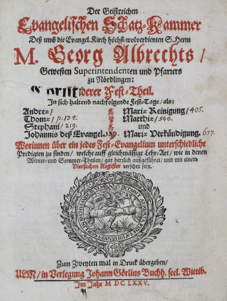 Große Abbildung Nr.1: 135-9 Albrecht,G.: (Alte Drucke, Handschriften und Theologie)