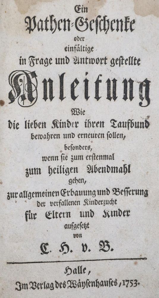 Große Abbildung Nr.1: 135-90 B(ogatzky),C.H.v.: (Alte Drucke, Handschriften und Theologie)