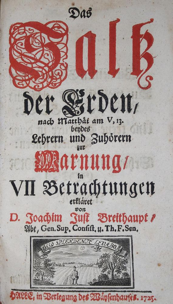 Große Abbildung Nr.1: 135-97 Breithaupt,J.J.: (Alte Drucke, Handschriften und Theologie)