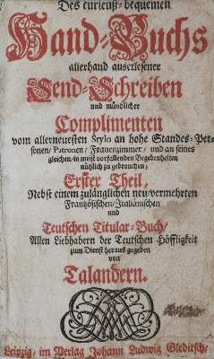 Bild Nr.1: 135-1069 Talander (d.i. A.Bohse).: (Briefsteller)