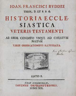 Bild Nr.1: 135-108 Buddeus,J.F.: (Alte Drucke, Handschriften und Theologie)