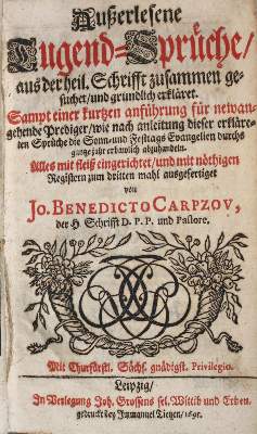 Bild Nr.1: 135-121 Carpzov,J.B. (II.).: (Alte Drucke, Handschriften und Theologie)