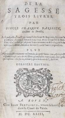 Bild Nr.1: 135-130 Charron,P.: (Alte Drucke, Handschriften und Theologie)