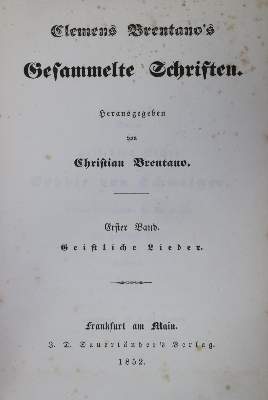 Bild Nr.1: 135-1309 Brentano,C.: (Literatur und illustrierte Bücher bis 19.Jahrhundert)