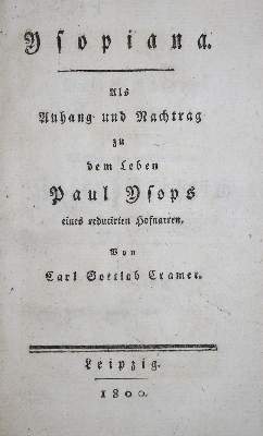 Bild Nr.2: 135-1321 Cramer,C.G.: (Literatur und illustrierte Bücher bis 19.Jahrhundert)