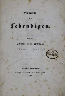 Bild Nr.1: 135-1378 Herwegh,G.: (Literatur und illustrierte Bücher bis 19.Jahrhundert)