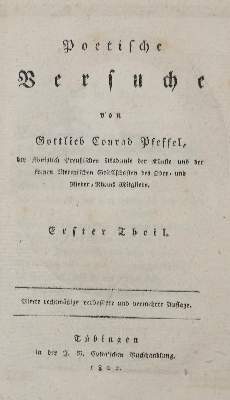 Bild Nr.1: 135-1451 Pfeffel,G.C.: (Literatur und illustrierte Bücher bis 19.Jahrhundert)