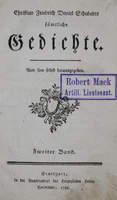 Bild Nr.1: 135-1479 Schubart,C.F.D.: (Literatur und illustrierte Bücher bis 19.Jahrhundert)