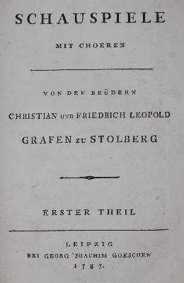 Bild Nr.1: 135-1487 Stolberg,C. u. F.L.zu.: (Literatur und illustrierte Bücher bis 19.Jahrhundert)