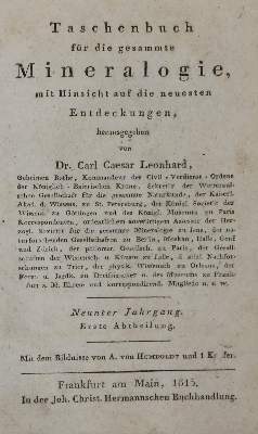 Bild Nr.1: 135-1810 Leonhard,C.C. (Hrsg.).: (Verschiedene Gebiete - Varia, Geologie - Mineralogie u. Paläontologie)