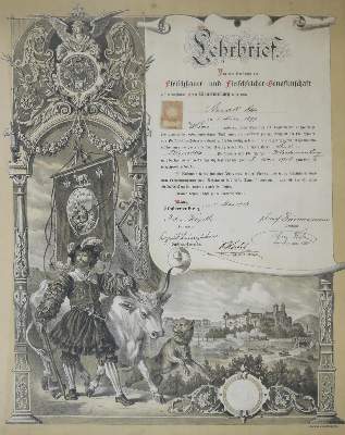 Bild Nr.1: 135-1838 Lehrbrief: (Verschiedene Gebiete - Varia, Metzger)