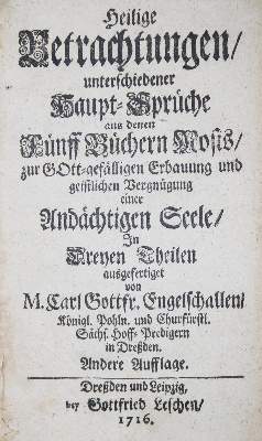 Bild Nr.1: 135-188 Engelschall,C.G.: (Alte Drucke, Handschriften und Theologie)