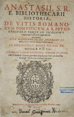 Bild Nr.1: 135-19 Anastasius Bibliothecarius.: (Alte Drucke, Handschriften und Theologie)