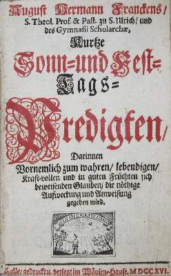 Bild Nr.1: 135-211 Francke,A.H.: (Alte Drucke, Handschriften und Theologie)