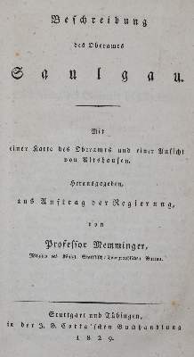 Bild Nr.1: 135-2118 Memminger,(J.D.G.v.).: (Deutschland, Saulgau)